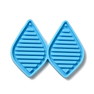 DIY Teardrop with Stripe Pendant Silicone Molds, Resin Casting Molds, for UV Resin & Epoxy Resin Jewelry Making, Deep Sky Blue, 53x67x4mm, Hole: 2mm, Inner Diameter: 49.5x31mm(DIY-I099-34)
