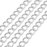 Aluminium Twisted Chains, Unwelded, Silver Color Plated, 18x13x2.5mm(CHA006)