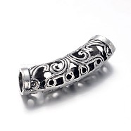 Alloy Hollow Tube Beads, Antique Silver, 29.5x7x8mm, Hole: 5mm(X-PALLOY-L155-05AS)