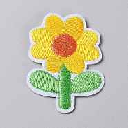Computerized Embroidery Cloth Iron on/Sew on Patches, Costume Accessories, Appliques, Flower, Colorful, 49x38x1mm(DIY-P006-15)