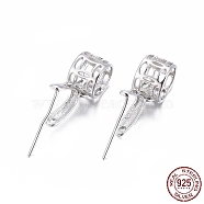 Rhodium Plated 925 Sterling Silver Pendant Bails, with Cubic Zirconia, Clear, Platinum, 13.5mm, Hole: 5mm, Pin: 0.6mm, Inseam Length: 4.5mm(STER-L058-018P)