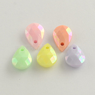 AB Color Plated Acrylic Charms, Faceted Teardrop, Mixed Color, 18x12x5.5mm, Hole: 2mm, 910pcs/500g(SACR-Q111-12x18mm-M)