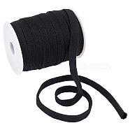 25M Flat Cotton Hollow Cord, Waist Cap Rope, for Clothing, with 1Pc Plastic Empty Spools, Black, 15x1.5mm, about 27.34 Yards(25m)/Roll(FIND-BC0004-16B)