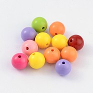 Opaque Chunky Bubblegum Acrylic Beads, Round, Mixed Color, 24mm, Hole: 2mm, about 64pcs/500g(SACR-2425Y-M)