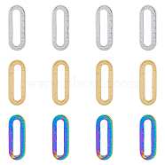 36Pcs 3 Colors 304 Stainless Steel Linking Ring, Textured, Oval, Mixed Color, 20x7.5x1.5mm, Inner Diameter: 15x3mm, 12pcs/color(STAS-DC0014-16)
