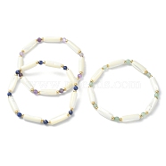 3Pcs 3 Style Natural Mixed Gemstone & White Shell Tube Beaded Stretch Bracelets Set, Stackable Bracelets for Women, Inner Diameter: 2-1/8~2-3/8 inch(5.5~6cm), 1Pc/style(BJEW-TA00430)