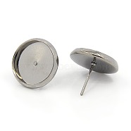Gunmetal Metal Color Brass Ear Studs Settings, Tray: 12mm, 12mm, Pin: 1mm(X-IFIN-Q005-B)
