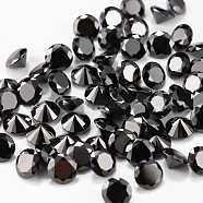 Diamond Shaped Cubic Zirconia Pointed Back Cabochons, Faceted, Black, 5mm(ZIRC-R004-5mm-02)