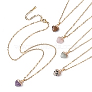 Heart Natural Mixed Gemstone Pendant Necklace, with Golden 304 Stainless Steel Cable Chains, 15.87 inch(40.3cm)(NJEW-JN04486)
