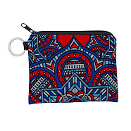 Mandala Flower Pattern Polyester Clutch Bags, Change Purse with Zipper & Key Ring, for Women, Rectangle, Red, 12x9.5cm(PAAG-PW0016-03I)