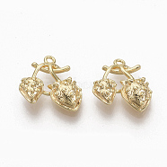 Brass Charms, Nickel Free, Strawberry, Real 18K Gold Plated, 10.5x10.5x4mm, Hole: 1mm(KK-Q762-009G-NF)