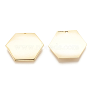 Brass Pendants, Hexagon, Real 18K Gold Plated, 24.5x28x1mm, Hole: 1.2mm(X-KK-S345-233)