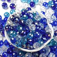 Glass Beads, Faceted, Rondelle, Blue, 10x8mm, Hole: 1mm, about 67pcs/60g(EGLA-A034-SM10mm-25)