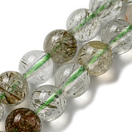 Natural Green Rutilated Quartz Beads Strands, Round, 6mm, Hole: 1mm, about 65pcs/strand, 15.43''(39.2cm)(G-A219-A03-02)