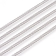 201 Stainless Steel Curb Chains, Unwelded, Faceted, Stainless Steel Color, 2mm(CHS-L017-22G)