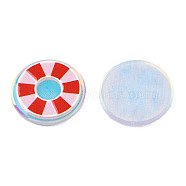 Transparent Printed Acrylic Cabochons, Flat Round, Red, 21x2.5mm(TACR-N016-31)