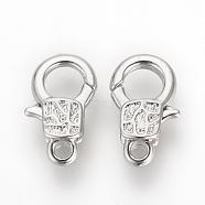 Alloy Lobster Claw Clasps, Platinum, 17x11x4mm, Hole: 2mm(PALLOY-R070-13P)