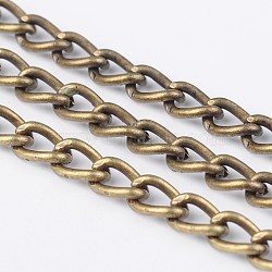 Iron Twisted Chains Curb Chains, Unwelded, Antique Bronze, 5.5x3.5x1mm, about 164.04 Feet(50m)/roll(CHS007Y-01-AB-NF)