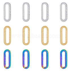 36Pcs 3 Colors 304 Stainless Steel Linking Ring, Textured, Oval, Mixed Color, 20x7.5x1.5mm, Inner Diameter: 15x3mm, 12pcs/color(STAS-DC0014-16)