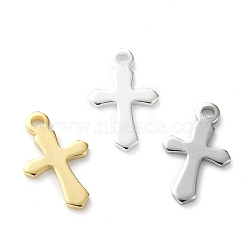 Brass Tiny Cross Charms, Long-Lasting Plated, Mixed Color, 12x7x1mm, Hole: 1mm(KK-L205-09-A)
