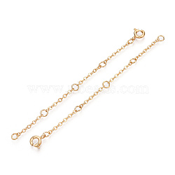Brass Cable Chain Chain Extender, End Chains with Spring Ring Clasps, Real 18K Gold Plated, 95~100x2mm(KK-ZX024-36G-D)