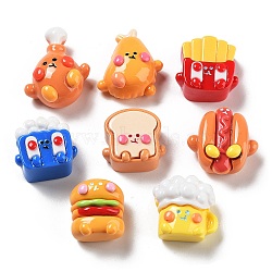 Opaque Resin Imitaiton Food Decoden Cabochons, Hot Dog & Beer & Bread, Mixed Shapes, Mixed Color, 20~29x17.5~23x12~14.5mm(RESI-H155-07)