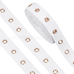 BENECREAT 6.25 Yards Flat Cotton Ribbon, with Golden Plated Alloy Eyelets, Garment Accessories, with Metallic Wire Twist Ties, White, 1 inch(25mm)(SRIB-BC0001-15C)