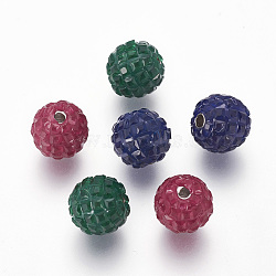 Brass Beads, with  Micro Pave Cubic Zirconia, Round, Platinum, Mixed Color, 11x11~11.5mm, Hole: 1.5mm(ZIRC-I023--01-12mm)