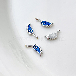 Brass Blue Enamel Wing Head Pins, for Baroque Pearl Making, Platinum, 6x3mm(BAPE-PW0002-09B)