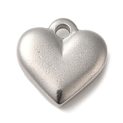 304 Stainless Steel Pendants, Heart Charms, Stainless Steel Color, 17x16.5x4mm, Hole: 2mm(STAS-R223-02H)