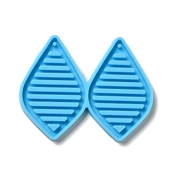 DIY Teardrop with Stripe Pendant Silicone Molds, Resin Casting Molds, for UV Resin & Epoxy Resin Jewelry Making, Deep Sky Blue, 53x67x4mm, Hole: 2mm, Inner Diameter: 49.5x31mm