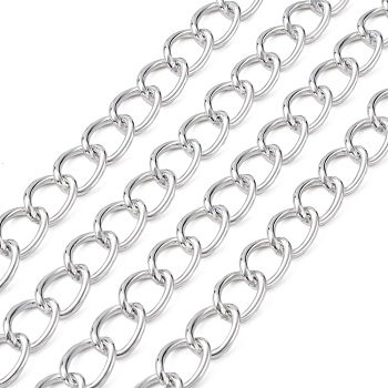 Aluminium Twisted Chains, Unwelded, Silver Color Plated, 18x13x2.5mm