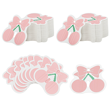 Paper Hair Clip Display Cards, Cherry, Pink, 2-3/8x2-1/2 inch(5.9x6.5cm), 0.5mm Thick