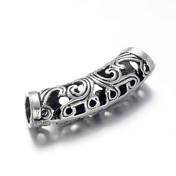 Alloy Hollow Tube Beads, Antique Silver, 29.5x7x8mm, Hole: 5mm