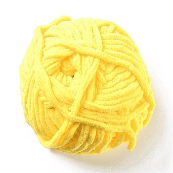 Soft Crocheting Yarn, Thick Knitting Yarn for Scarf, Bag, Cushion Making, Gold, 7~8mm, 65.62 yard(60m)/roll