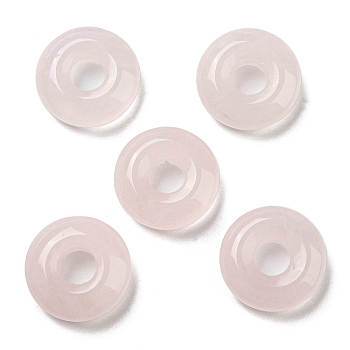 Natural Rose Quartz Pendants, Donut/Pi Disc Charms, 18~18.5x6mm, Hole: 5.5~6mm