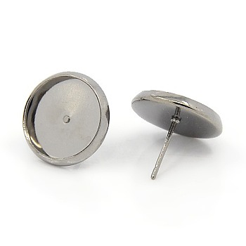 Gunmetal Metal Color Brass Ear Studs Settings, Tray: 12mm, 12mm, Pin: 1mm
