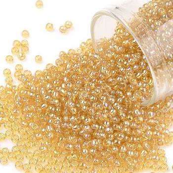 TOHO Round Seed Beads, Japanese Seed Beads, (162) Transparent AB Light Amber, 11/0, 2.2mm, Hole: 0.8mm, about 5555pcs/50g