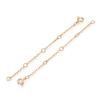 Brass Cable Chain Chain Extender, End Chains with Spring Ring Clasps, Real 18K Gold Plated, 95~100x2mm