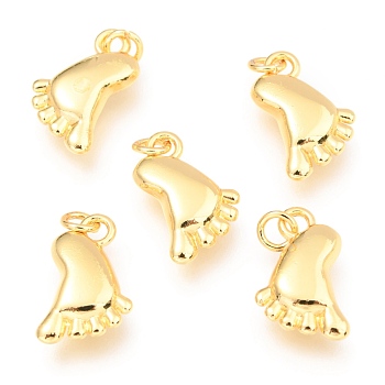 Alloy Pendants, Long-Lasting Plated, with Jump Ring, Foot, Real 18K Gold Plated, 15x9x3.5mm, Hole: 2.5mm