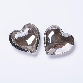 Glass Pendants, Heart, Black, 42x43.5x15mm, Hole: 2mm