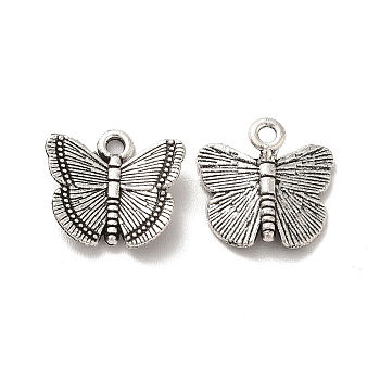 Tibetan Style Alloy Charms, Butterfly Charm, Antique Silver, 11.5x12x3mm, Hole: 1.2mm, about 1000pcs/500g