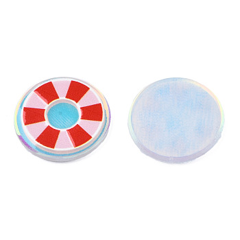 Transparent Printed Acrylic Cabochons, Flat Round, Red, 21x2.5mm