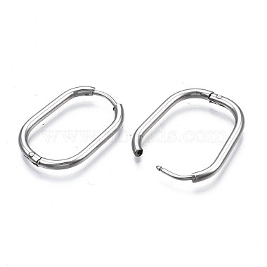 boucles d'oreilles créoles ovales en acier inoxydable anti-ternissement 201(STAS-S103B-34P)-2