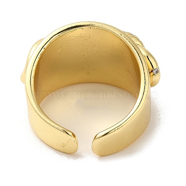 Rack Plating Real 18K Gold Plated Brass Curb Chains Shape Open Cuff Rings(RJEW-B048-11G)-3