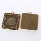 Vintage Tibetan Style Alloy Square Carved Branch Pendant Cabochon Bezel Settings(X-TIBEP-M018-17AB-NF)-2