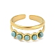 Synthetic Turquoise Beaded Open Cuff Ring(RJEW-G293-01D)-2