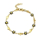 bracelet chaîne à maillons cœur et fleur en émail(BJEW-A142-05G)-2