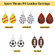 8 Pairs 8 Style PU Imitation Leather Teardrop with Sport Theme Pattern Dangle Earrings(EJEW-AN0001-79)-3
