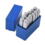 Iron Metal Stamps, for Imprinting Metal, Plastic, Wood, Leather, Mixed Patterns, Platinum, 65.5x10mm, Pattern: 6mm, 12pcs/box(AJEW-L060-03M)